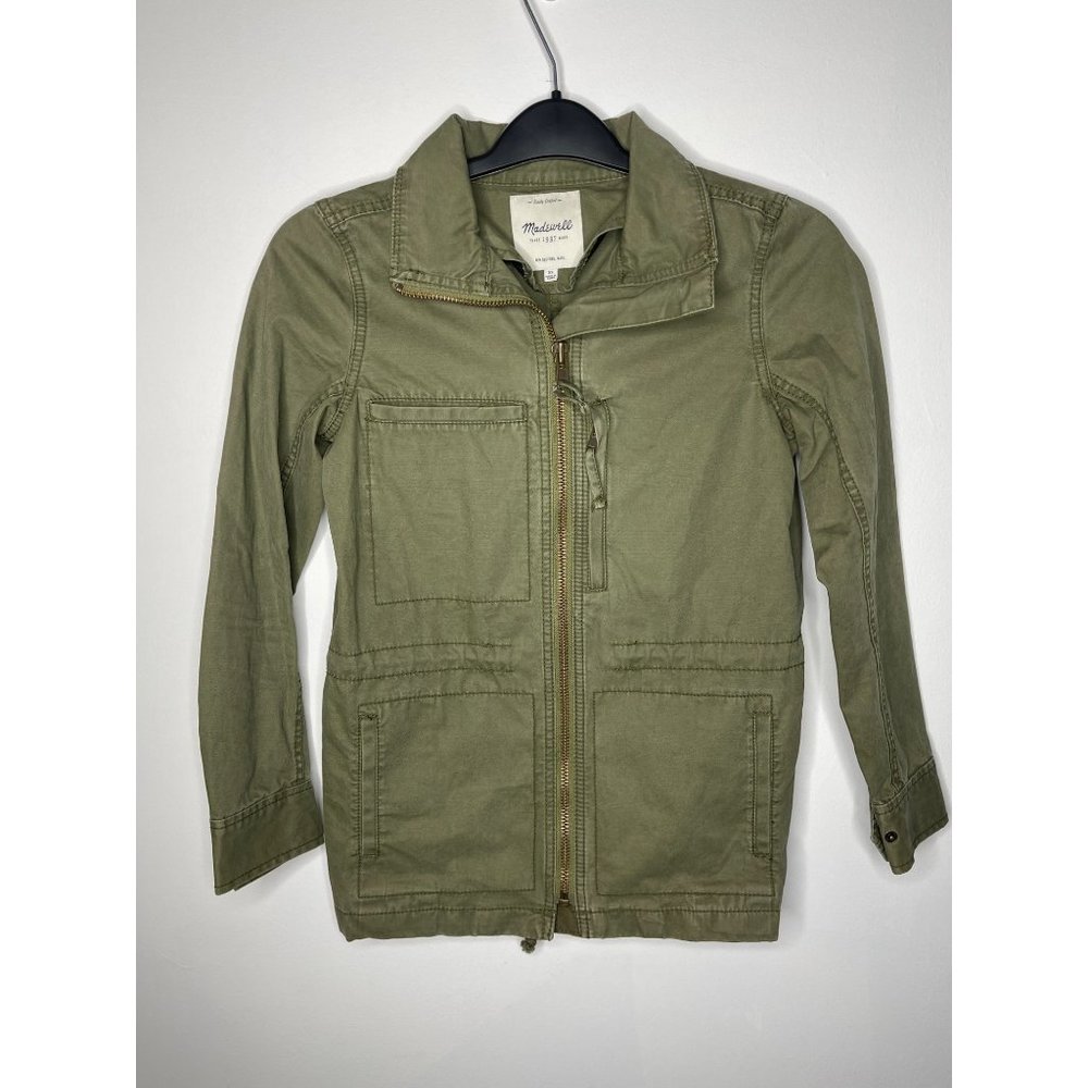 Madewell Army Olive Green Military Coat Jacket Anorak Drawstring Waist Women  XS